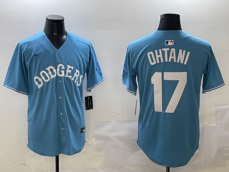 Men's Los Angeles Dodgers Shohei Ohtani #17 Light Blue Limited Jersey